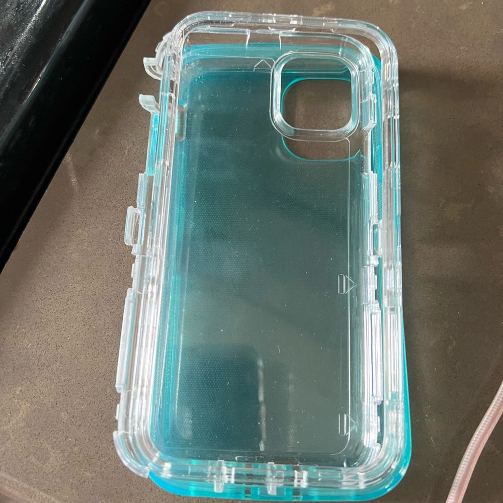 iPhone 11 shockproof clear case with blue silicone